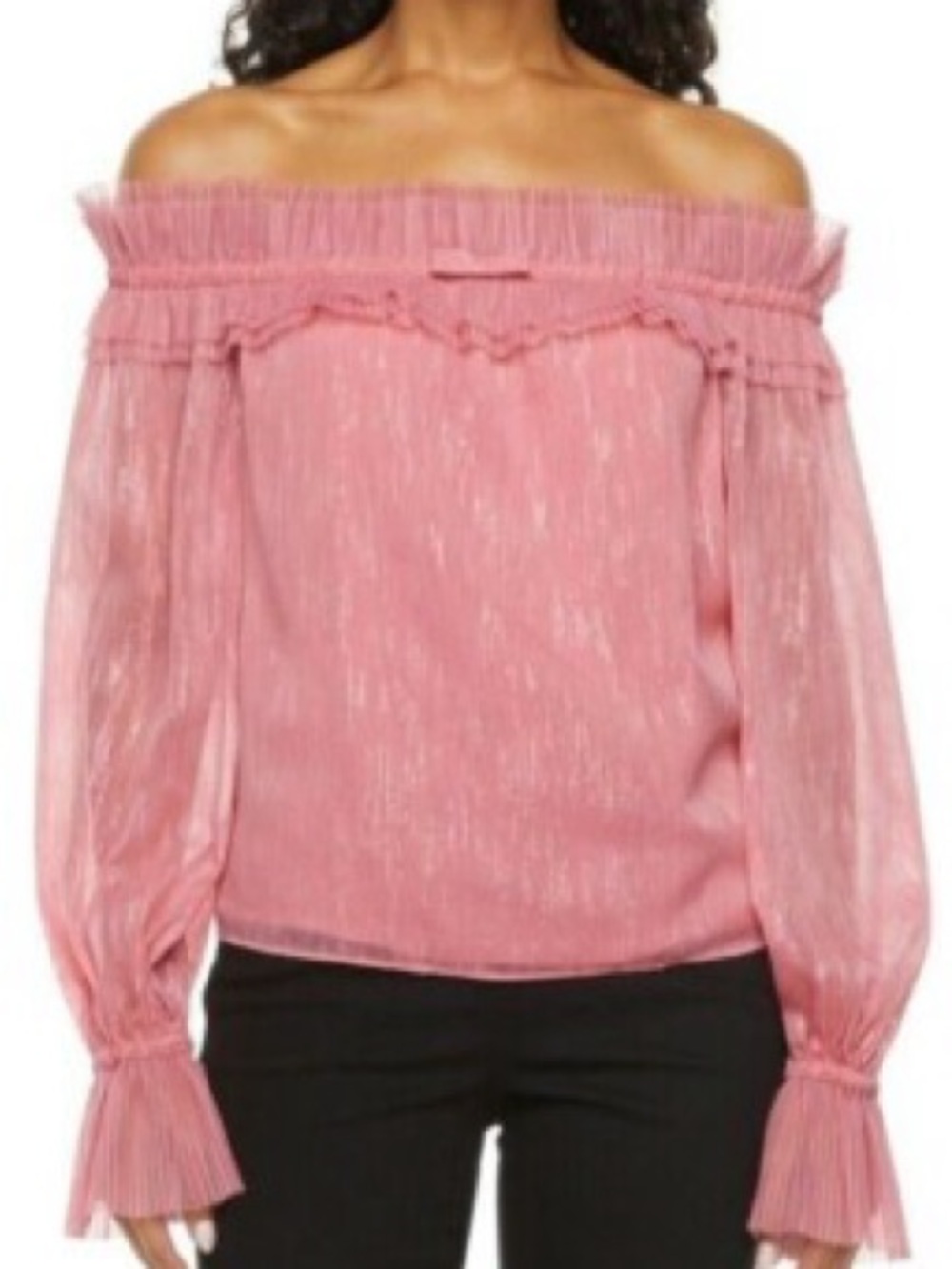 RYEGRASS Off-the-Shoulder Pink Ruffle Blouse SZ L